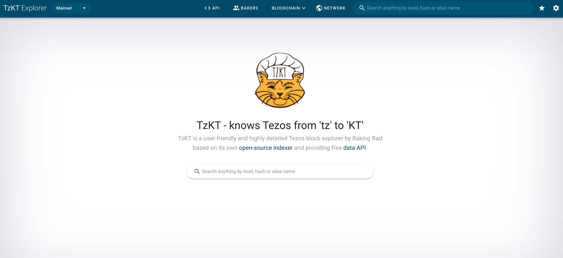 Homepage of TzKt