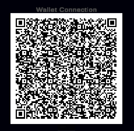 The start of the WalletConnection scene, with no account information, showing a QR code